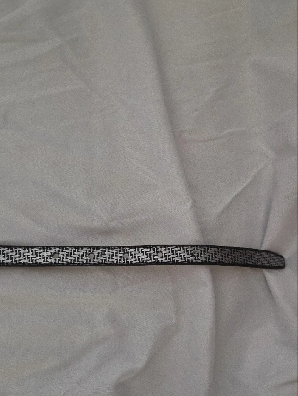 Black w/Silver Woven Details Narrow Belt, Silvertone Buckle, 32-36 inch waist